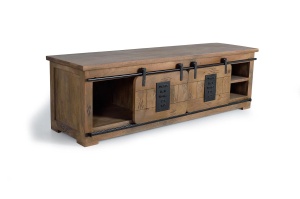COMODA TV JUPITER 180CM, REALIZATA DIN LEMN DE MANGO SI METAL, CULOARE NATUR/NEGRU, GINER Y COLOMER - Img 3