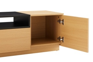 COMODA TV LOFT 160CM, REALIZATA DIN MDF SI FURNIR STEJAR, CULOARE NEGRU/NATUR, ARTIM GROUP SELECTION - Img 8