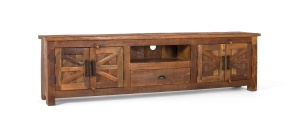 COMODA TV NASHVILLE 220CM, REALIZATA DIN LEMN DE MANGO SI METAL, CULOARE NUC, GINER Y COLOMER