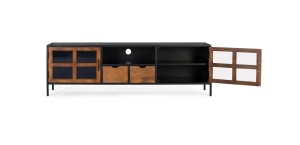COMODA TV NEWARK 180CM, REALIZATA DIN LEMN DE MANGO SI METAL, CULOARE NATUR/NEGRU, GINER Y COLOMER - Img 4