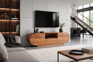 COMODA TV ORGANIKO 160CM, REALIZATA DIN LEMN MASIV DE TRANDAFIR, CULOARE MARO, INVICTA INTERIOR - Img 4