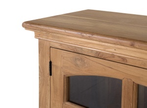COMODA TV PISTOIA 180CM, REALIZATA DIN LEMN DE TEC SI STICLA, CULOARE NATUR, GINER Y COLOMER - Img 3