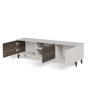 COMODA TV RANDOM 2 RTV-2, 180X52 CM, CASMIR/NUC/NEGRU, DIN MDF FURNIRUIT, POLIPROPILENA SI METAL, STIL MODERN - Img 3