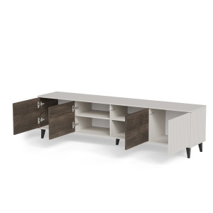COMODA TV RANDOM 2 RTV-3, 200X52 CM, CASMIR/NUC/NEGRU, DIN MDF FURNIRUIT, POLIPROPILENA SI METAL, STIL MODERN - Img 6
