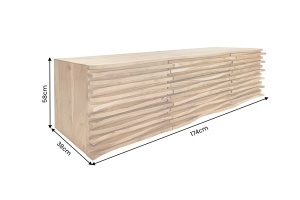 COMODA TV RELIEF 175CM, REALIZATA DIN LEMN MASIV DE SALCAM, CULOARE NATUR, MONTAJ PE PERETE, INVICTA INTERIOR - Img 7