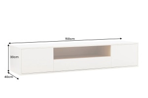 COMODA TV SUSPENDATA LOFT 150CM, REALIZATA DIN MDF SI FURNIR STEJAR, CULOARE ALB, ARTIM GROUP SELECTION - Img 5