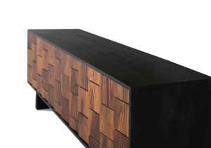 COMODA TV UDAIPUR 160CM, REALIZATA DIN LEMN DE MANGO SI METAL, CULOARE NATUR/NEGRU, GINER Y COLOMER - Img 5