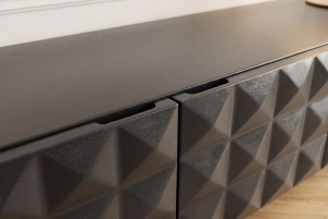 COMODA TV VULCANO, 160CM, 3D, REALIZAT DIN LEMN DE MANGO, CULOARE NEGRU, INVICTA INTERIOR - Img 8