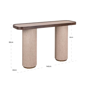 CONSOLA WILLOX 214291, CONFECTIONATA DIN METAL, LEMN DE STEJAR, PAL SI TEXTIL, CULOAREA BEJ, STIL MODERN - Img 7
