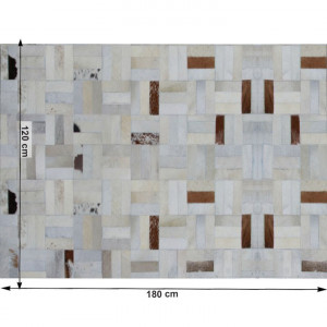 Covor de lux din piele, alb/gri/maro, patchwork, 120x180, PIELE DE VITĂ TIP 1, 0000188798 - Img 7