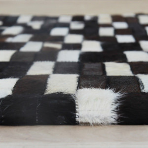 Covor de lux din piele, maro/negru/alb, patchwork, 171x240, PIELE DE VITĂ TIP 6, 0000188855 - Img 2