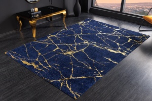 COVOR, MARMURA 160X240CM, ALBASTRU REGAL/AURIU, POLIESTER/BUMBAC, ARTIM GROUP SELECTION - Img 6