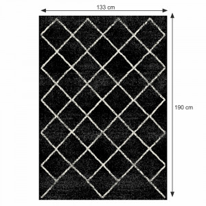Covor, negru/model, 133x190 cm, MATES TYP 1, 0000268519