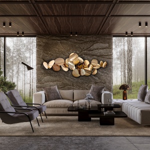 DECORATIUNE PERETE, SERENITY 180CM, METAL, AURIU ROSE, DESIGN EXCLUSIV - Img 3