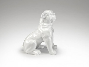 DECORATIUNE/STATUETA, WHITE BULLDOG, IN ALB, 109CM, STIL EXCLUSIVIST, COD 738613 - Img 5