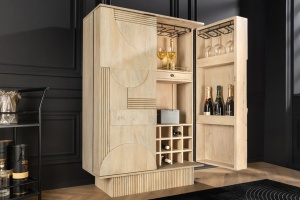 DULAP BAR, ART DECO 140CM, 3D, LEMN DE MANGO, ALB ANTICHIZAT, ARTIM GROUP SELECTION - Img 12