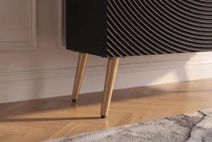 DULAP /BUFET LIVING AURUM 120CM, REALIZAT DIN LEMN DE MANGO SI PICIOARE DIN METAL, CULOARE NEGRU/AURIU - Img 9