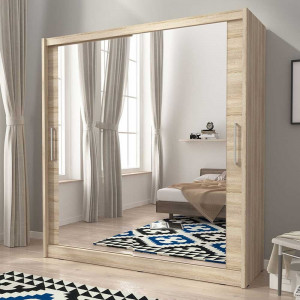 DULAP DORMITOR STEJAR SONOMA CU 2 OGLINZI MAJA 150 DESIGN MODERN PSK