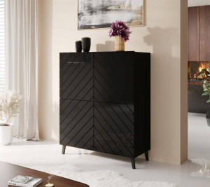 DULAP ELEGANT, ABETTO 100CM, DIN PLACI LAMINATE SI MDF, NEGRU, DESIGN MODERN - Img 4