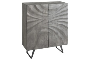 DULAP LIVING 120CM, HURRICANE, CULOARE GRI, DIN LEMN MASIV DE SALCAM, DESIGN 3D SI CADRUL DIN METAL - Img 5