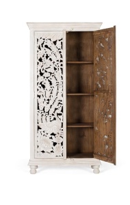 DULAP LIVING 180CM, LEMN DE MANGO, ALB ANTICHIZAT, GINER Y COLOMER - Img 2