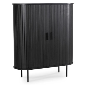 DULAP LIVING, ARTIM MEBLE,100CM, CU 2 USI GLISANTE, REALIZAT DIN MDF SI METAL, CULOARE NEAGRA, STIL MODERN