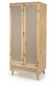 DULAP LIVING BORNEO S-1, 80X57 CM, STEJAR ARTISAN/NEGRU, DIN PAL LAMINAT, MDF SI POLIPROPILENA, STIL MODERN