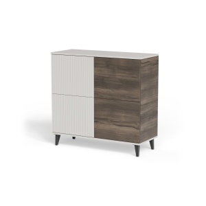 DULAP LIVING RANDOM 2 KM-2, 100X95 CM, CASMIR/NUC/NEGRU, DIN MDF FURNIRUIT, POLIPROPILENA SI METAL, STIL MODERN