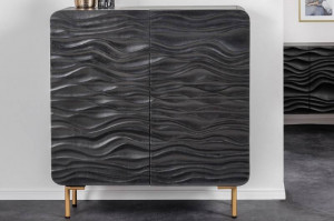 DULAP LIVING WAVE, 120CM, DIN LEMN MASIV MANGO, NEGRU, ARTIM GROUP SELECTION - Img 8