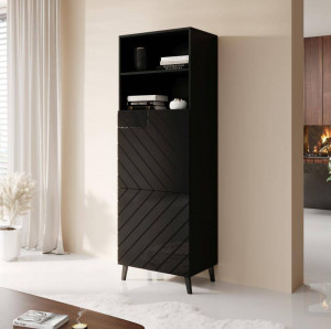 DULAP/ORGANIZATOR, ABETTO 176CM, DIN PLACI LAMINATE SI MDF, NEGRU, DESIGN MODERN - Img 3