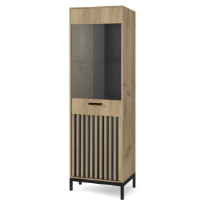 DULAP/VITRINA LIVING LAMINO W-1, 54X40 CM, STEJAR CRAFT/NEGRU, DIN POLIPROPILENA SI PAL LAMINAT, STIL MODERN