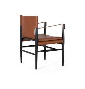 FOTOLIU ARDEN 57CM, REALIZAT DIN LEMN DE FRASIN SI PIELE ECO, CULOARE MARO/NEGRU, GINER Y COLOMER - Img 4