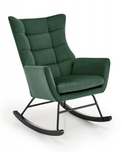 FOTOLIU BALANSOAR BAZALTO, VERDE/NEGRU, TAPITERIE DIN CATIFEA SI PICIOARE DIN METAL SI LEMN MASIV, STIL MODERN
