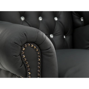 FOTOLIU CHESTERFIELD, DIN LEMN SI PIELE NATURALA, CULOARE NEAGRA, ARTIM SELECTION - Img 3
