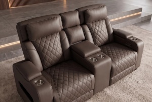 FOTOLIU CINEMA 2 LOCURI HOLLYWOOD, REGLABIL ELECTRIC, REALIZAT DIN PIELE ECO, CULOARE MARO, INVICTA INTERIOR - Img 10
