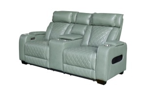 FOTOLIU CINEMA 2 LOCURI HOLLYWOOD, REGLABIL ELECTRIC, REALIZAT DIN PIELE ECO, CULOARE VERDE SALVIE, INVICTA INTERIOR