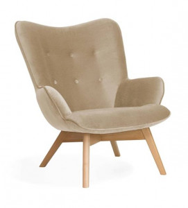 FOTOLIU CONFORTABIL CHERUB, BEJ/FAG, STIL SCANDINAV, CONFECTIONAT DIN LEMN DE FAG SI TEXTIL