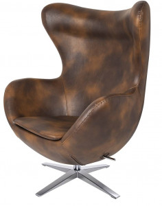 FOTOLIU CONFORTABIL EGG SZEROKI, MARO VINTAGE/CROM, DIN PIELE ECOLOGICA SI METAL, STIL MODERN