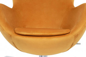 FOTOLIU CONFORTABIL EGG SZEROKI VELVET, GALBEN MUSTAR/CROM, DIN CATIFEA SI METAL, STIL MODERN - Img 7