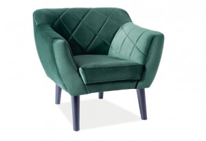 FOTOLIU CONFORTABIL KARO 1, VERDE BLUVEL 78/WENGE, TAPITERIE DIN CATIFEA SI PICIOARE DIN LEMN
