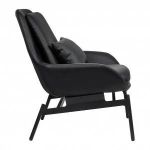 FOTOLIU CONFORTABIL LAZY, NEGRU, DIN PIELE ECOLOGICA SI METAL, STIL MODERN - Img 4