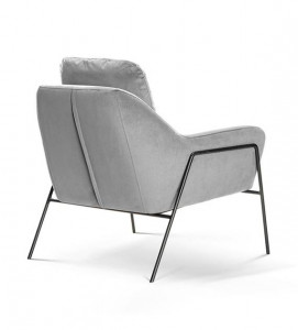 FOTOLIU CONFORTABIL MALI, GRI/NEGRU, TAPITERIE DIN CATIFEA SI PICIOARE DIN METAL, STIL MODERN - Img 4