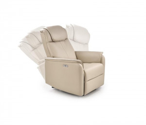 FOTOLIU CONFORTABIL PARADISE, CREM, TAPITERIE DIN PIELE ECOLOGICA, CU FUNCTIE DE RABATARE SI PORT USB, STIL MODERN - Img 4