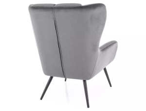 FOTOLIU CONFORTABIL STIL LOUIS VELVET, NEGRU/GRI BLUVEL14, TAPITERIE DIN CATIFEA SI PICIOARE DIN METAL, STIL MODERN - Img 2