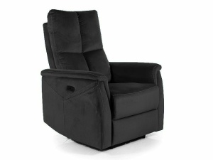 FOTOLIU CONFORTABIL STIL NEPTUN M, NEGRU BLUVEL 19, TAPITERIE DIN CATIFEA, CU FUNCTIE DE MASAJ, RABATARE SI PORT USB INCORPORAT