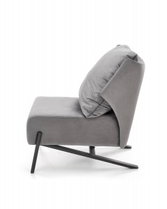FOTOLIU CONFORTABIL VICTUS, GRI/NEGRU, TAPITERIE DIN CATIFEA SI PICIOARE DIN METAL, STIL MODERN, HALMAR - Img 5