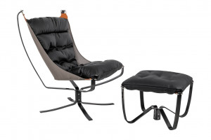 FOTOLIU CU TABURET, ARNI HIGH, NEGRU/MARO, TAPITERIE DIN PANZA SI PIELE ECOLOGICA, STIL MODERN - Img 4