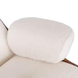 FOTOLIU CU TABURET LOUNGE, ARTIM, ALB BOUCLE, MATERIAL LEMNOS SI TEXTIL, STIL MODERN - Img 6