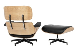 FOTOLIU DE RELAXARE DE LUX, ARTIM LOUNGE HM, REALIZAT PIELE NATURALA ITALIANA SI LEMN, CULOARE NEGRU/FRASIN, STIL EAMES - Img 2