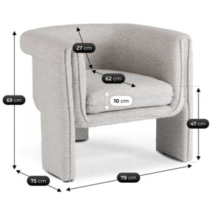 FOTOLIU DEOSEBIT, ARTIM MEBLE, REALIZAT DIN MATERIAL BOUCLE GRI SI METAL, STIL MODERN - Img 6
